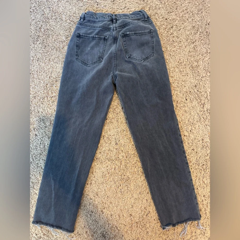PacSun Gray Black Distressed Denim High Rise Straight Jeans Size 24